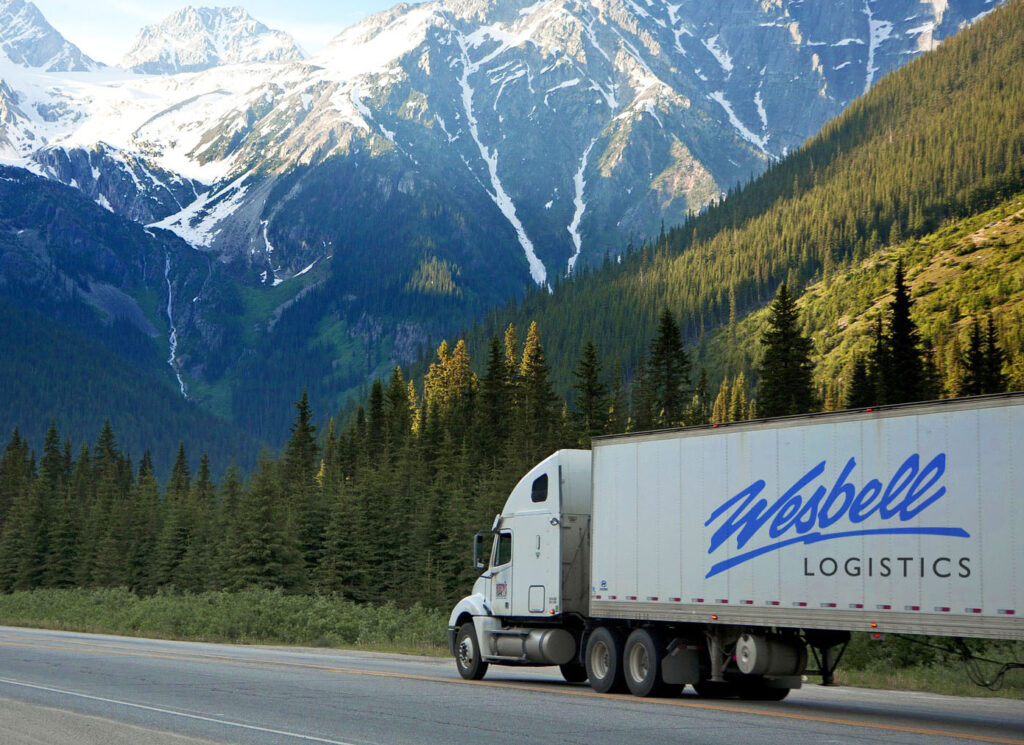 wesbell logistics truck with mountains